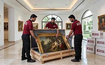 E House Mover Team Handling Artwork with Professional Care