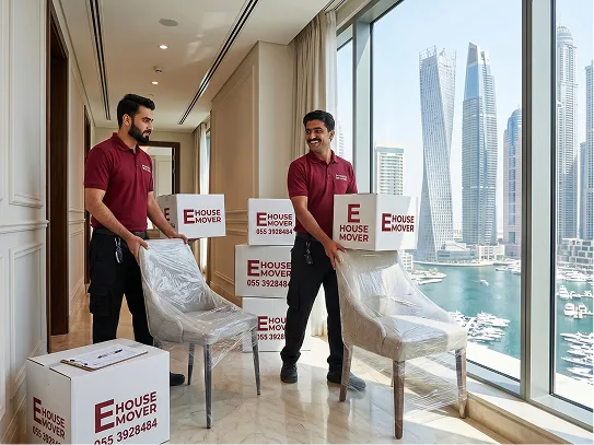 E House Mover Team Moving Furniture in Dubai Apartment