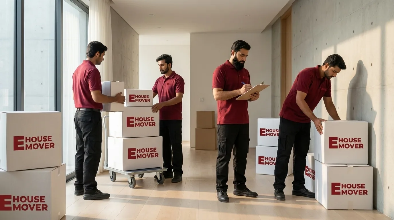 E house Crew counting boxes
