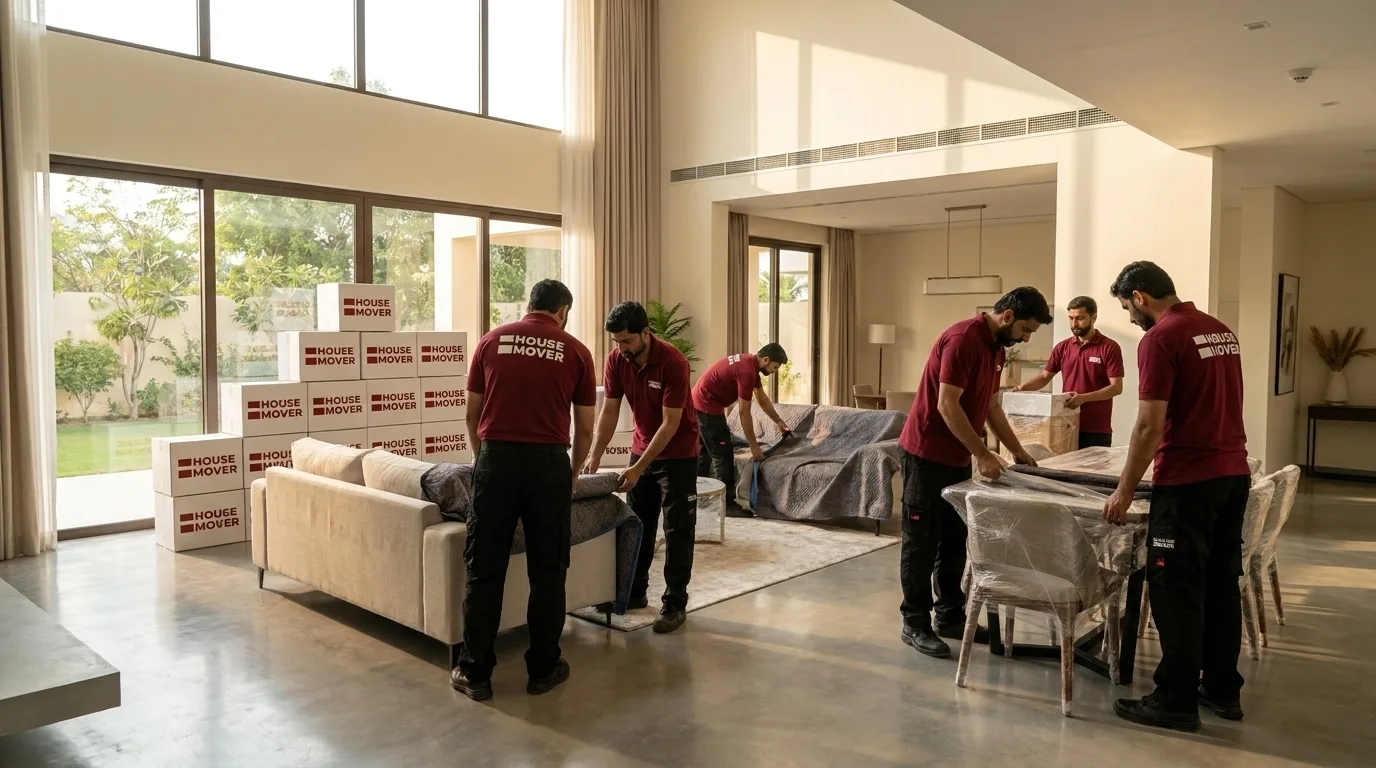 E house crew packing furniture