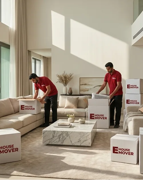 E House Mover Team preparing items 