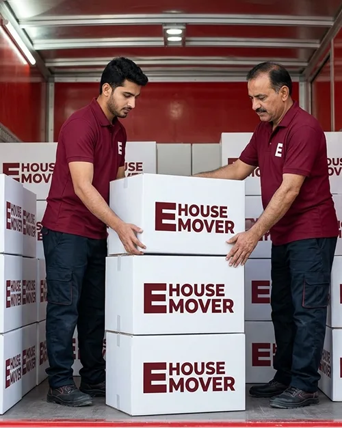 e house crew loading boxes