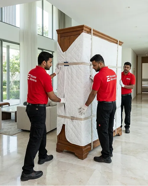 crew shifting heavy cupboard